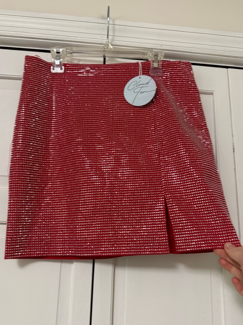 NWT Cloud Ten Red Rhinestone Studded Mini Skirt Nashville Country